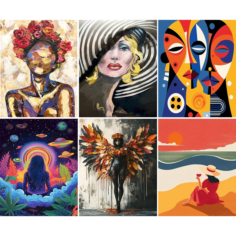 

RUOPOTY Painting By Numbers Figure Abstract Simple Digital Oil Painting Women Diy Set Watercolor Canvas Drawing Home Decor Items