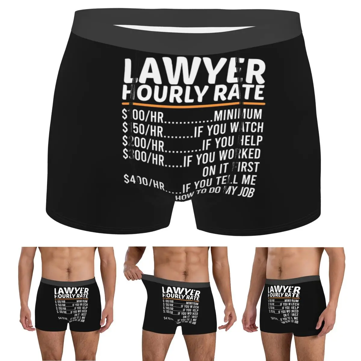 

Boxer Underpants Shorts Funny Lawyer Hourly Rate Panties Men's Comfortable Underwear for Homme Man Boyfriend Gifts