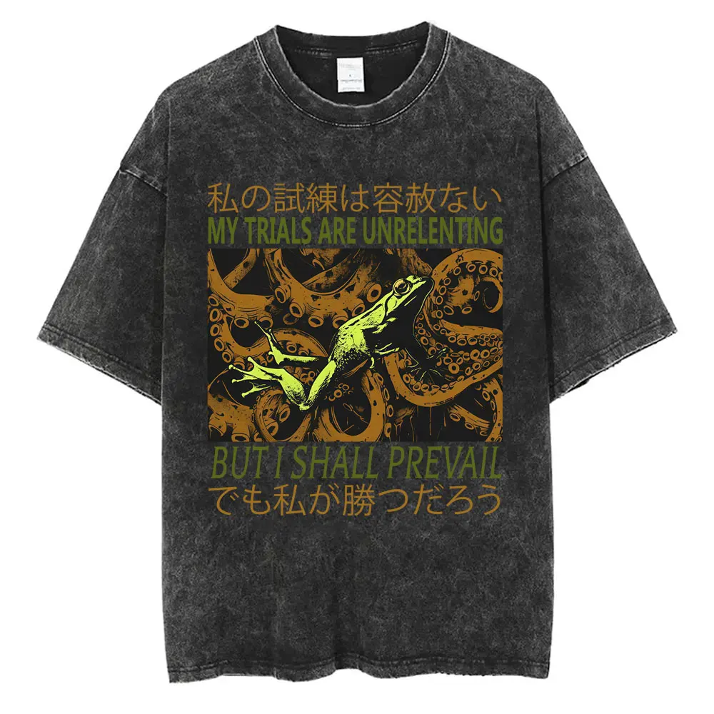 I Do Not Think Therefore I Do Not Am T-shirt Funny Japanese Style Opossum Vintage Washed T Shirt Unisex Fashion Humor T-shirts