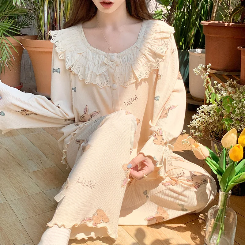 

2024 New Summer Thin Cotton Pregnant Women Breastfeeding Comfortable Breathable Gauze Maternity Pajamas Pregnancy Sleepwear