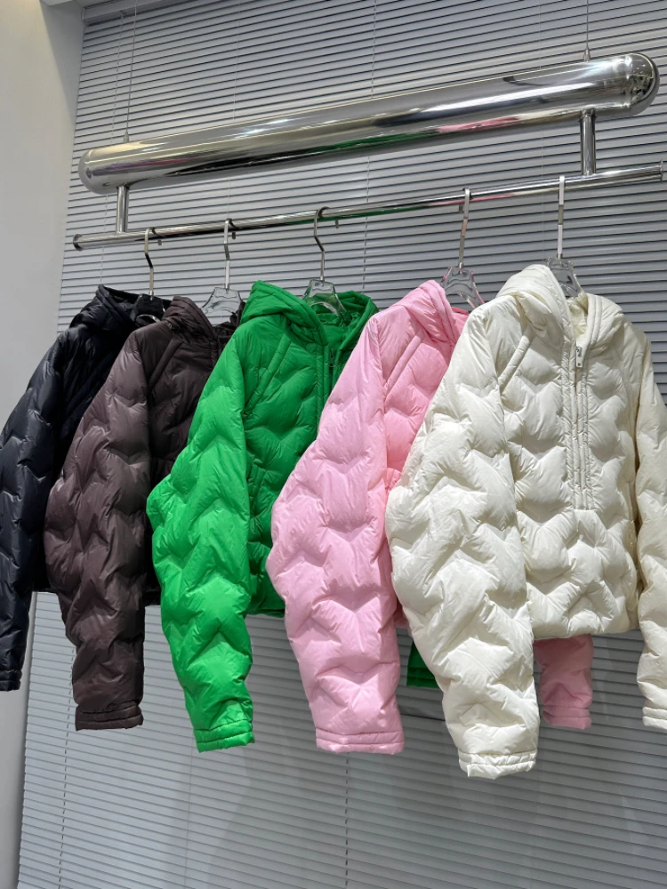 Women 90 White Duck Down Jacket Fall/Winter Pullover Sweatshirt Top 2024 High Quality Light Thin Warm Short Half Zip Hooded Coat