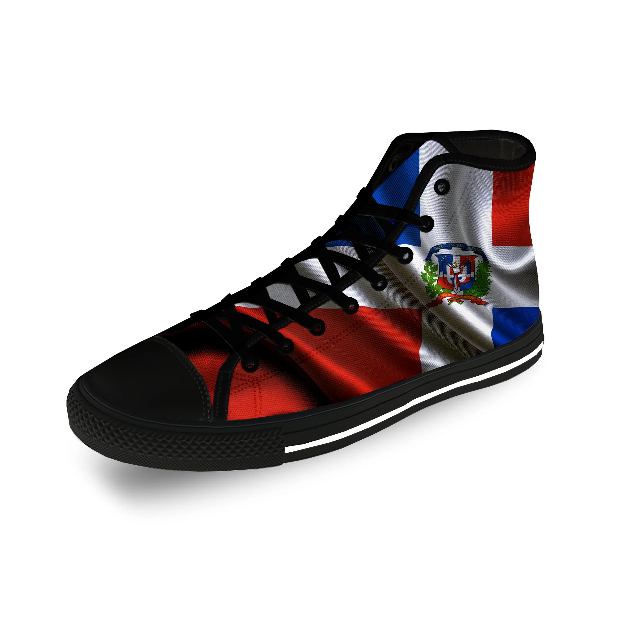 Dominican Republic Pride Flag Patriotic Casual Cloth 3D Print High Top Canvas Shoes Men Women Lightweight Breathable Sneakers