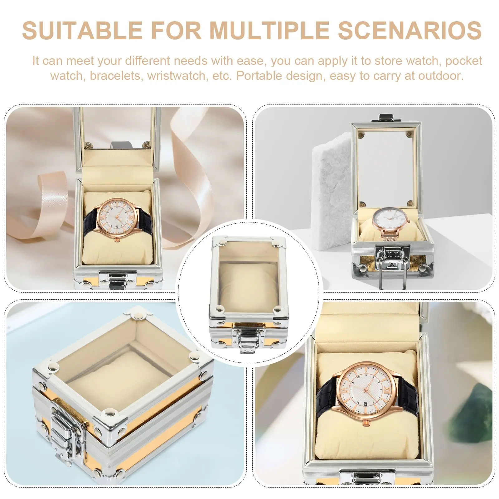 Pojedyncze pudełko na zegarek Biżuteria Bransoletka Gablota ze stali nierdzewnej Pojemnik na zegarek z przezroczystą pokrywką dla kobiet i mężczyzn