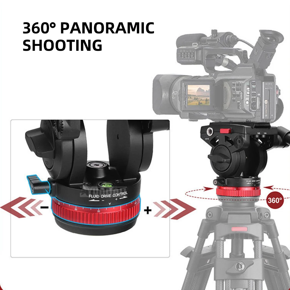 2026 حامل كاميرا ثلاثي القوائم للتخميد الهيدروليكي، تصوير احترافي، رأس معدني بانورامي 360 درجة