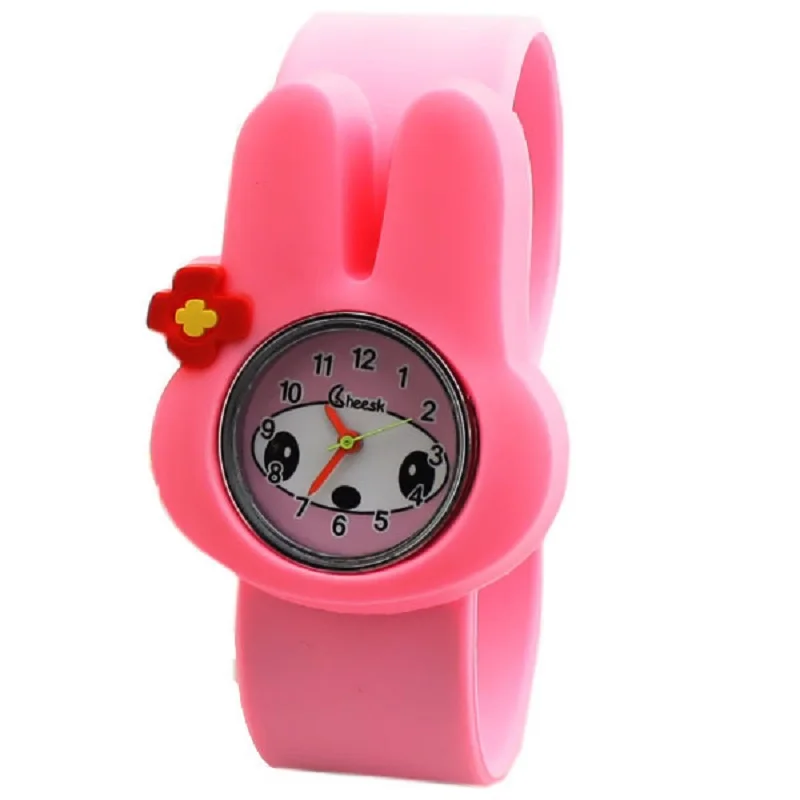 Nuevos relojes para niños con patrón de conejo bonito, regalo de cumpleaños para niñas, reloj de silicona de dibujos animados para niños, hermoso reloj de mesa de palmaditas