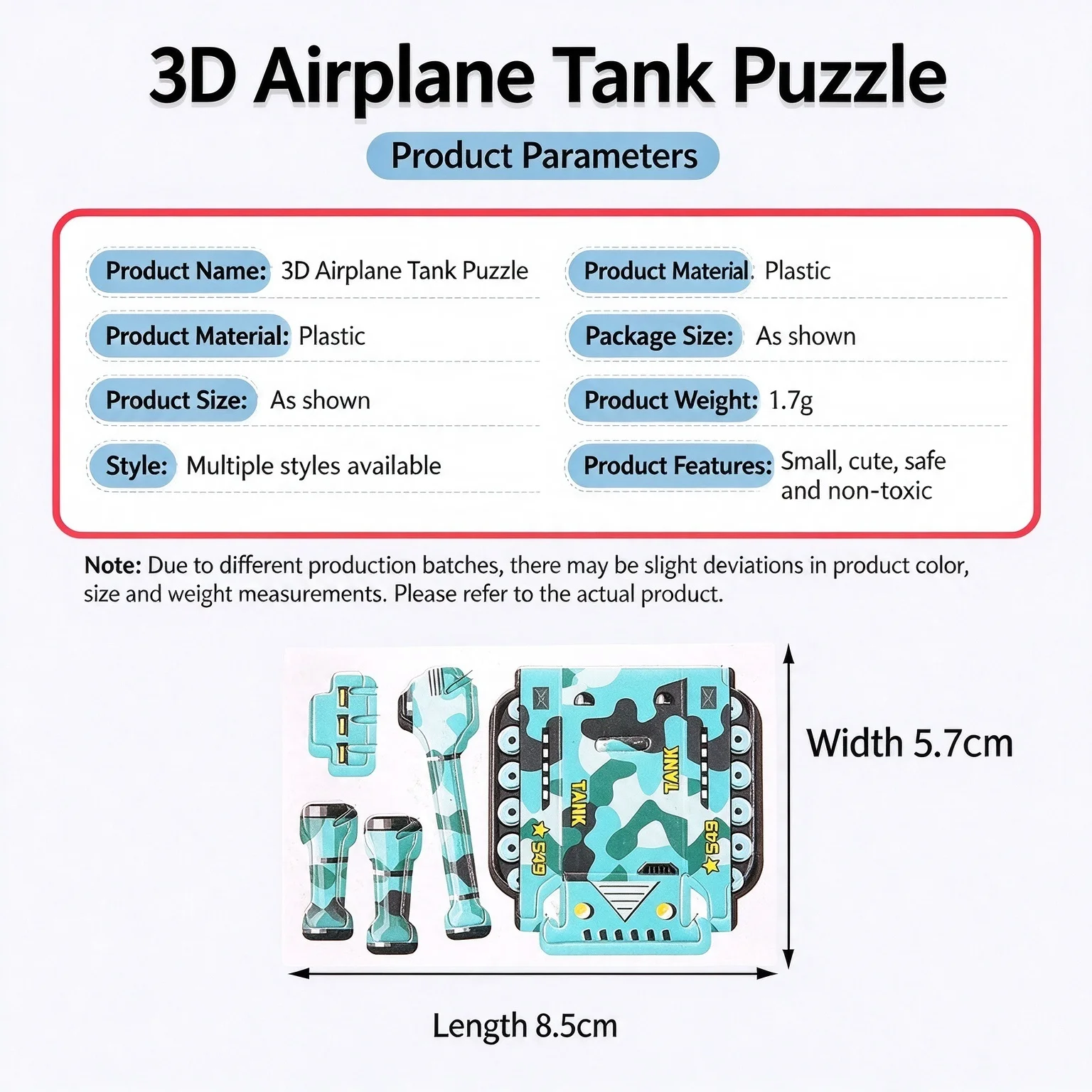 DIY 3D Puzzle Model Kit, Airplane and Tank Assembly Sheets with Colorful Printed Parts for Craft Projects and Desk Display