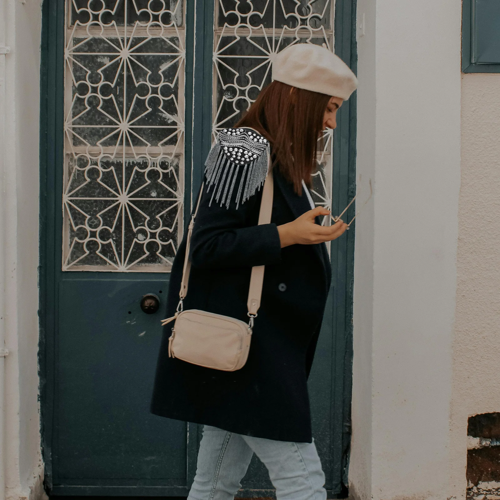 1 Para Retro Ozdoba na Ramię w Stylu Księcia, Frędzle, Nity, Srebrne Nakładki na Ramię, Męski Dodatek Modowy, Rzemiosło, Wykończenie do Szycia