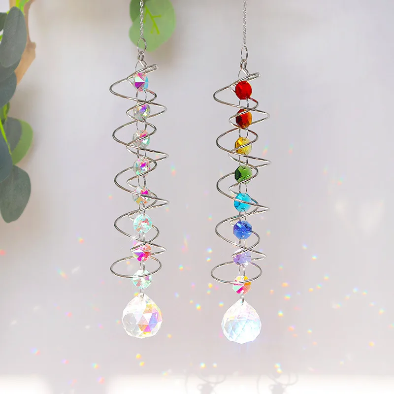 

Crystal Suncatcher Gazing Ball Spiral Tail Crystal Beads Sun Catchers Indoor Window Garden Wind Chimes Outdoor Decor Christmas