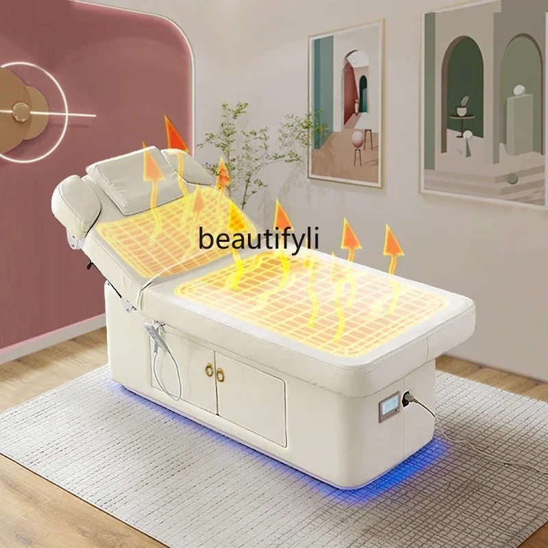 LaTeX Electric Beauty Bed Beauty Salon Special Lifting Heating Eyelash Massage Therapy Ear Cleaning Massage Couch