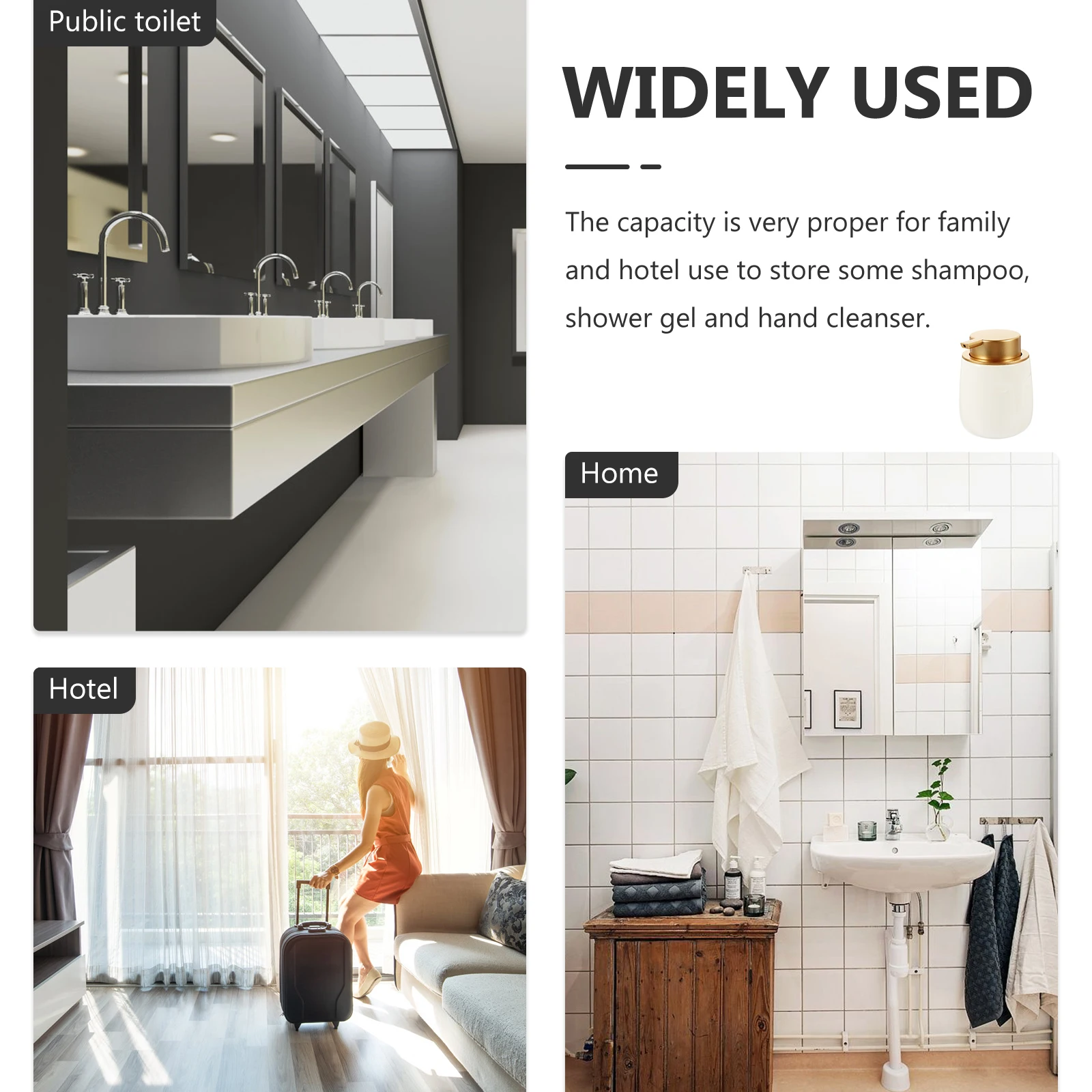 

Push Type Shampoo Dispenser Ceramic Refillable Bath Cream Container Bathroom Soap Pump Bottle Portable Leak Proof Manual Lotion