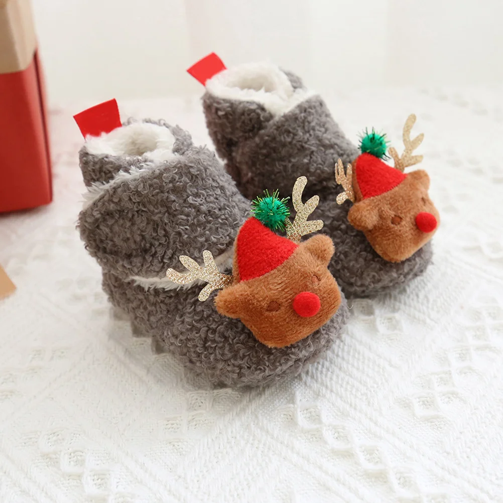 

1 пара серой детской обуви, размер 22, нескользящая подошва, эластичная детская прогулочная обувь на мягкой подошве, удобные теплые ботинки для малышей, шикарные детские ботинки