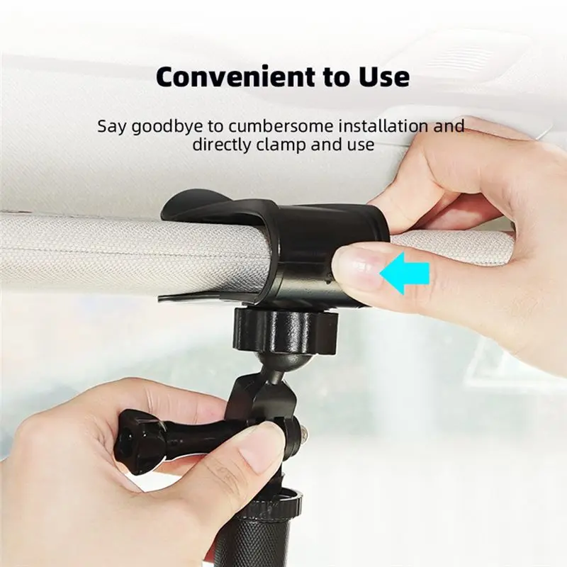 B92B Action Camera Car Sun Visor Mount Bracket for DJI Action 4 X3, 1/4 Inch Adapter Car Clip
