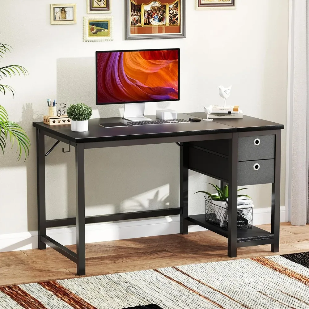 Computer Desk with Storage Drawers, Modern Simple Study Writing Table for Home Office, Spacious 40x24 Desk