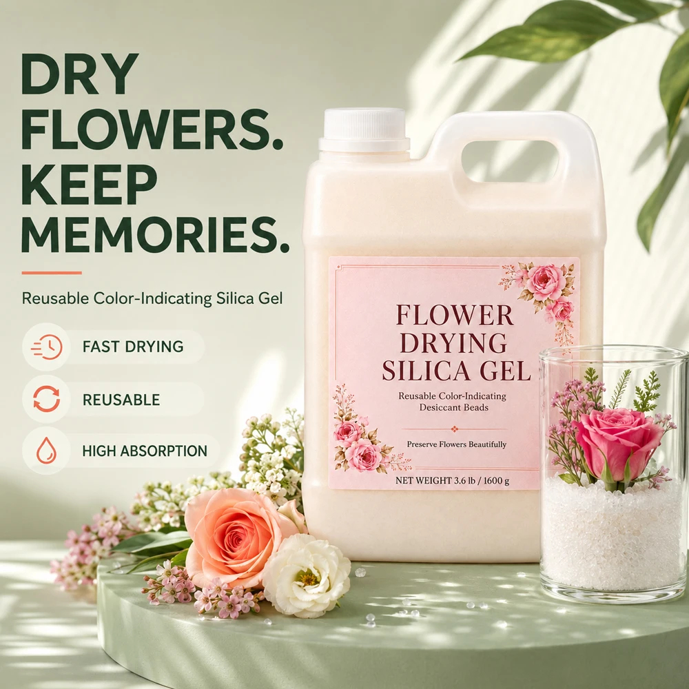 3.6LB/1600g Flower Drying Silica Gel Reusable Color Indicating Desiccant Beads for DIY Dried Flower Crafts Moisture Absorber