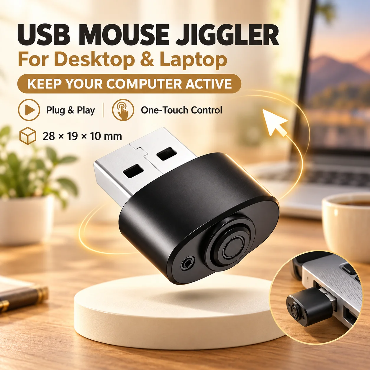 Mouse Jiggler Undetectable Mouse Mover Virtual Mouse Movement Simulator Mouse for Computer Awakening Screen with ON/OFF Switch