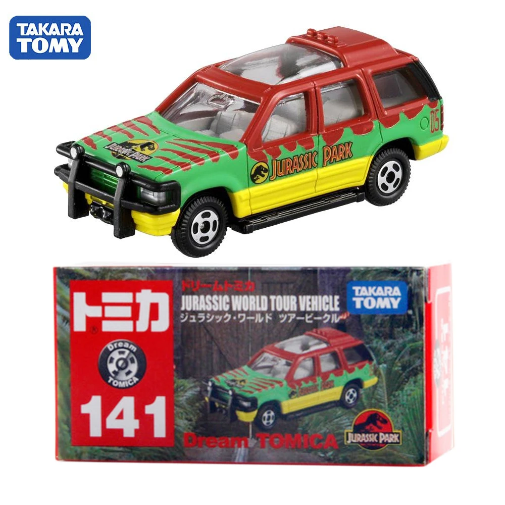 TAKARA TOMICA TOMICA diecast stop Model 141 jurajski dinozaur Park samochód terenowy zabawki dla chłopca kolekcja prezentuje dla dzieci.