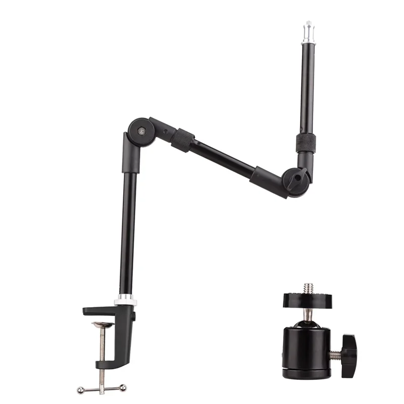 N82R 1/4 ST-01 Bracket Flexible Foldable Desk Mount Stand Ballhead Adapter For Fill Light LED Ring Light Camera Smartphone