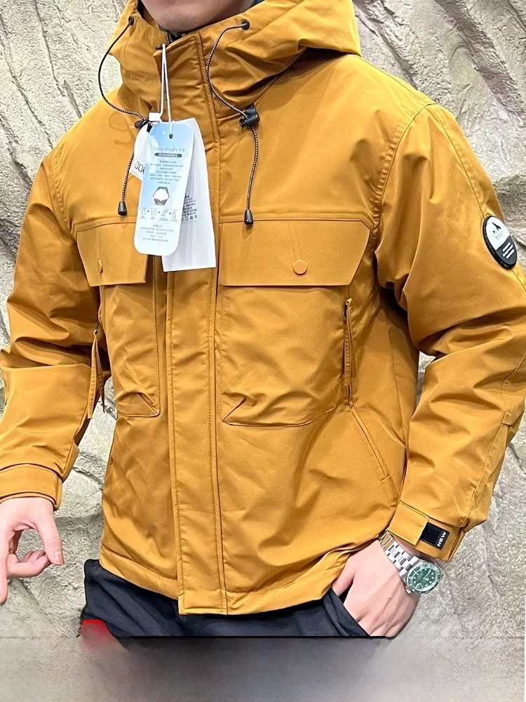 

Outdoor Thiened aphene down Jaet Men's Winter Coat Windproof Warm Long Sve Zipper Closure Regular Fit Polyester Fabric