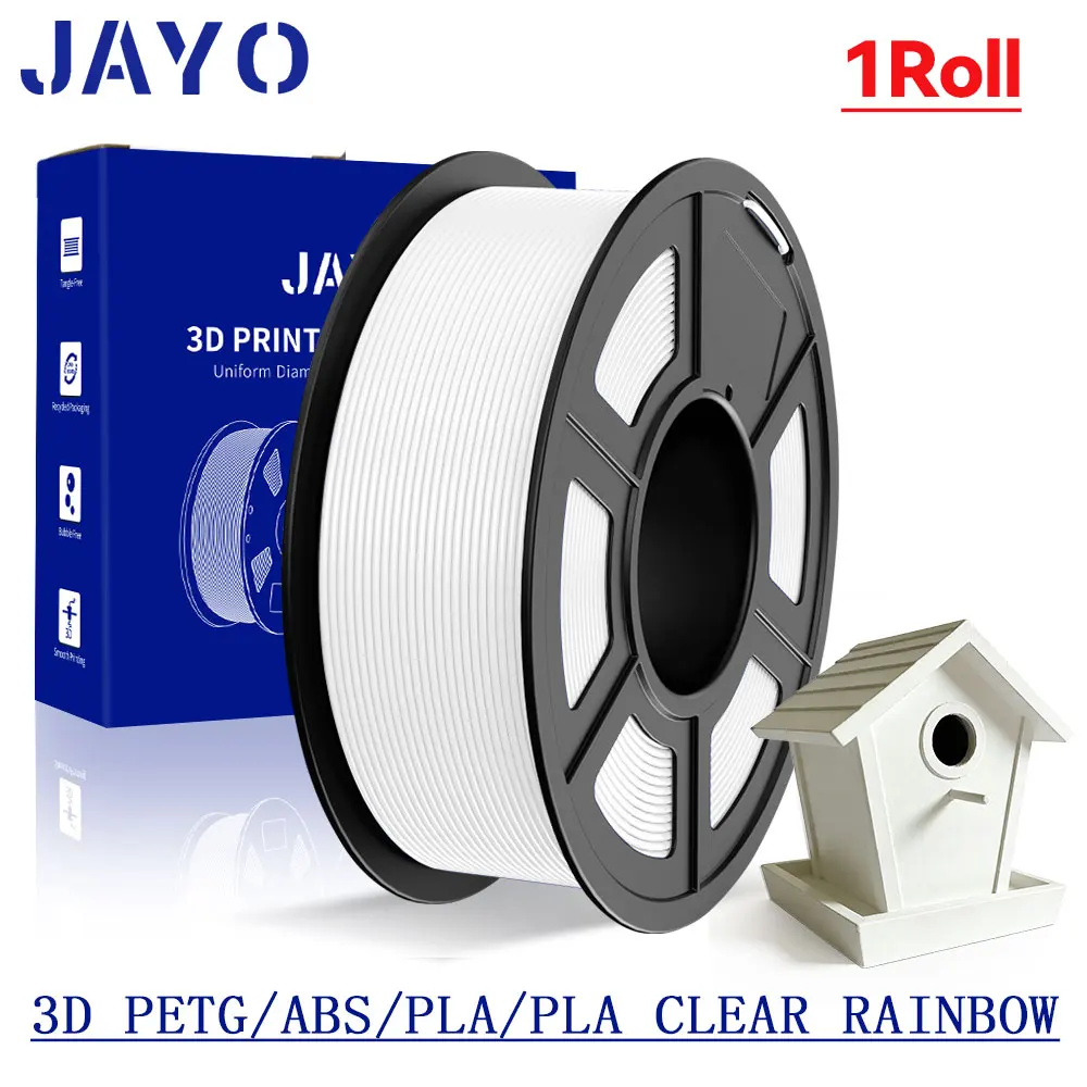 JAYO 1 Rolle PETG/ABS/PLA/PLA Transparentes Regenbogen 3D-Drucker-Filament 1,75 mm, blasenfrei und ungiftig, 3D-Druckmaterialien für 3D