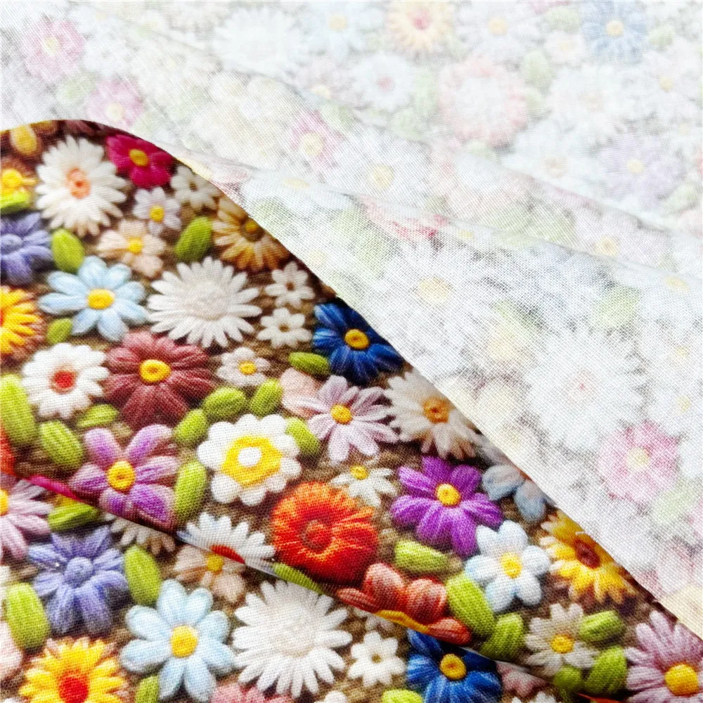 Colorful Mini Flower 3D Cotton Fabric Sewing Material Needlework Diy Cloth baby Dress skirt clothes handbag patchwork Material