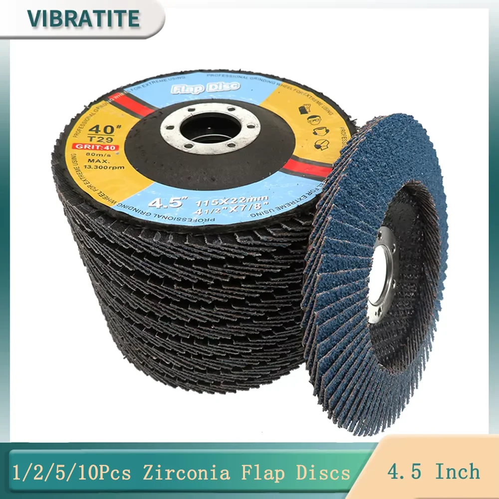 4,5" 1/2/5/10 szt. Tarcze listkowe z tlenkiem cyrkonu Profesjonalna tarcza szlifierska 40-120 #   do szlifierki kątowej Szlifowanie Akcesoria do narzędzi do polerowania