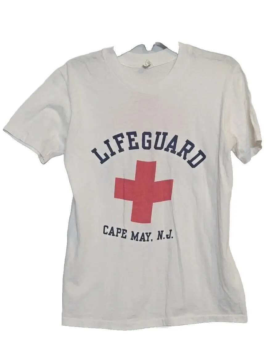 VINTAGE VELVA SHEEN LIFEGUARD CAPE MAY, N.J PRINTED T SHIRT SIZE M