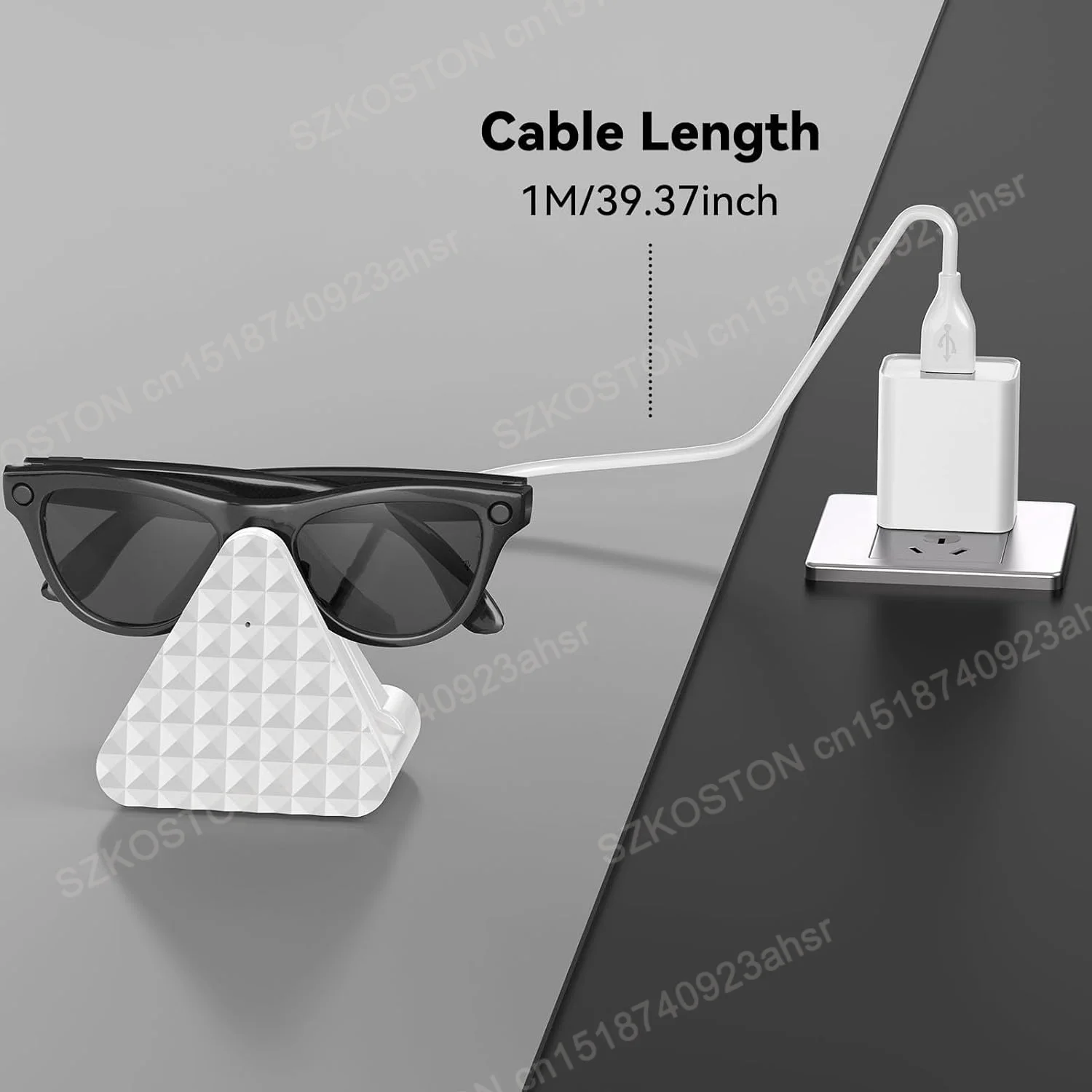 قاعدة شحن محمولة لنظارات Rayban Meta AI Wayfarer/Skyler/Headliner شاحن صغير مع ملحقات كابل USB