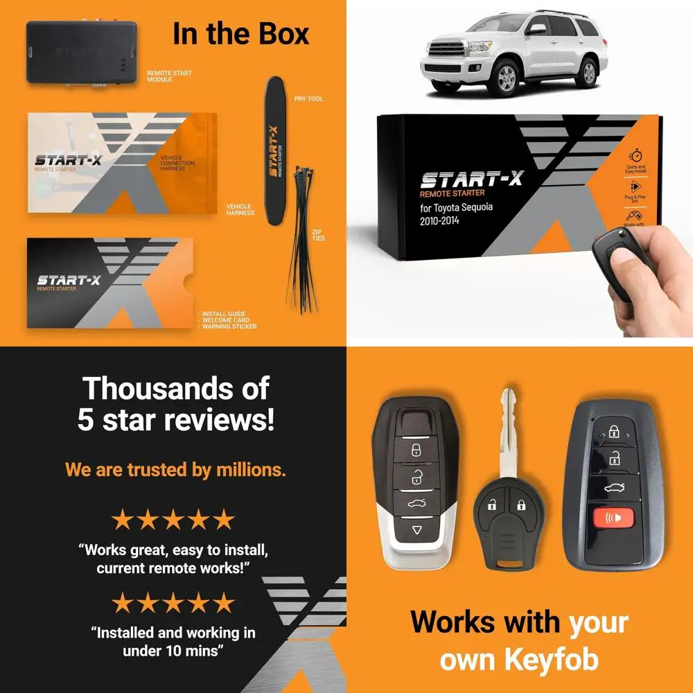 

Start-X Remote Starter Kit for Toyota Sequoia (2010, 2011, 2012, 2013, 2014) Vehicles | G-Key Ignition | Plug N Play Install | L