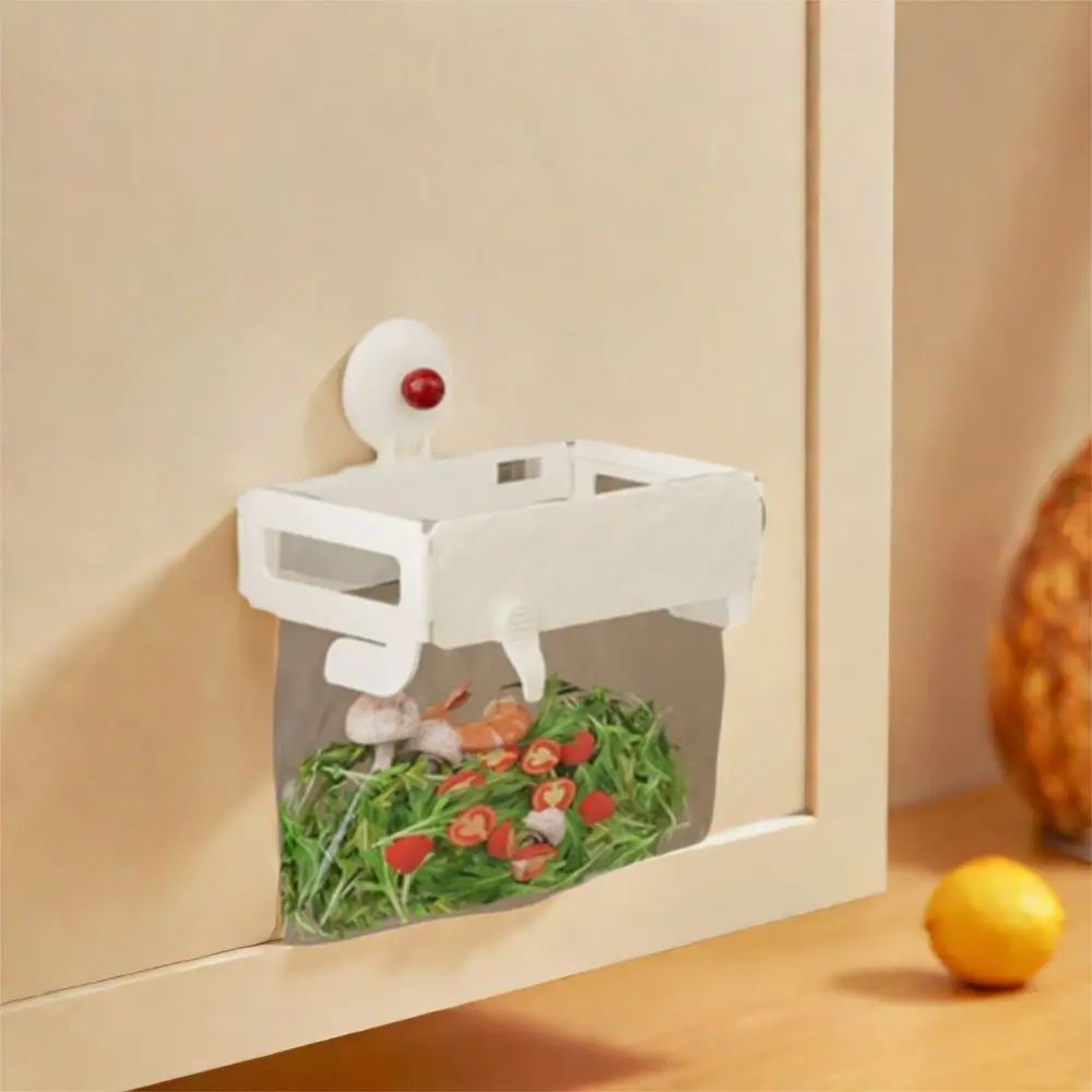Hanging Suction Cup Trash Bag Holder Space Saving Foldable Garbage Bag Hanging Rack Plastic Rubbish Storage Holder Cabinet