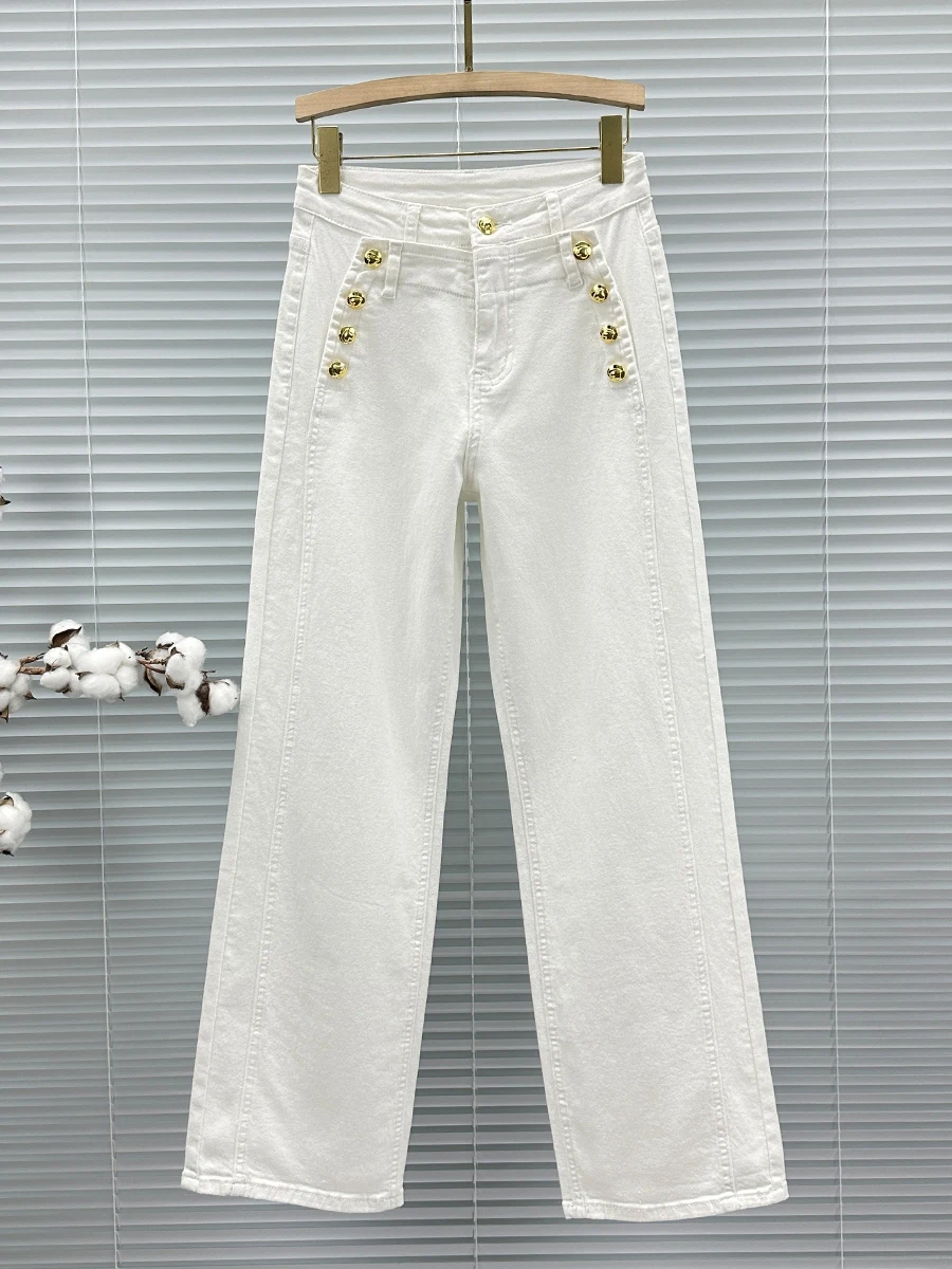 

Женские джинсы с высокой талией и широкими штанинами, модные, весенне-летние, свободные, универсальные, из эластичного хлопкового денима, длинные брюки