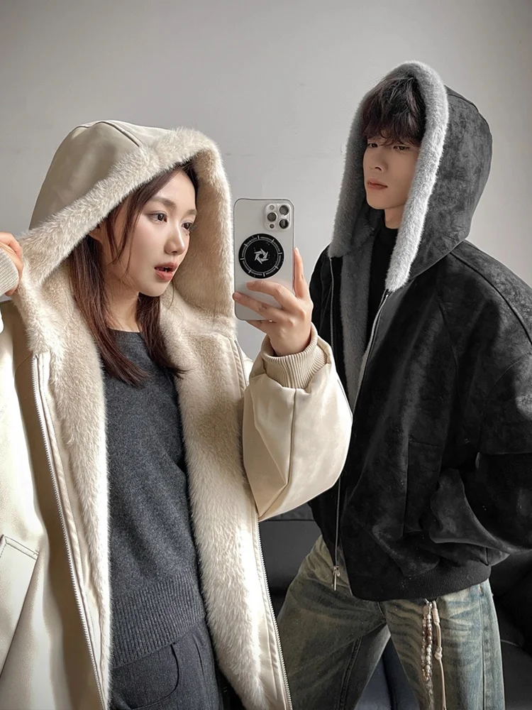 Мужская зимняя хлопковая куртка с капюшоном в стиле ретро, теплая хлопковая одежда для пар, молодежная одежда с узором горного орла...