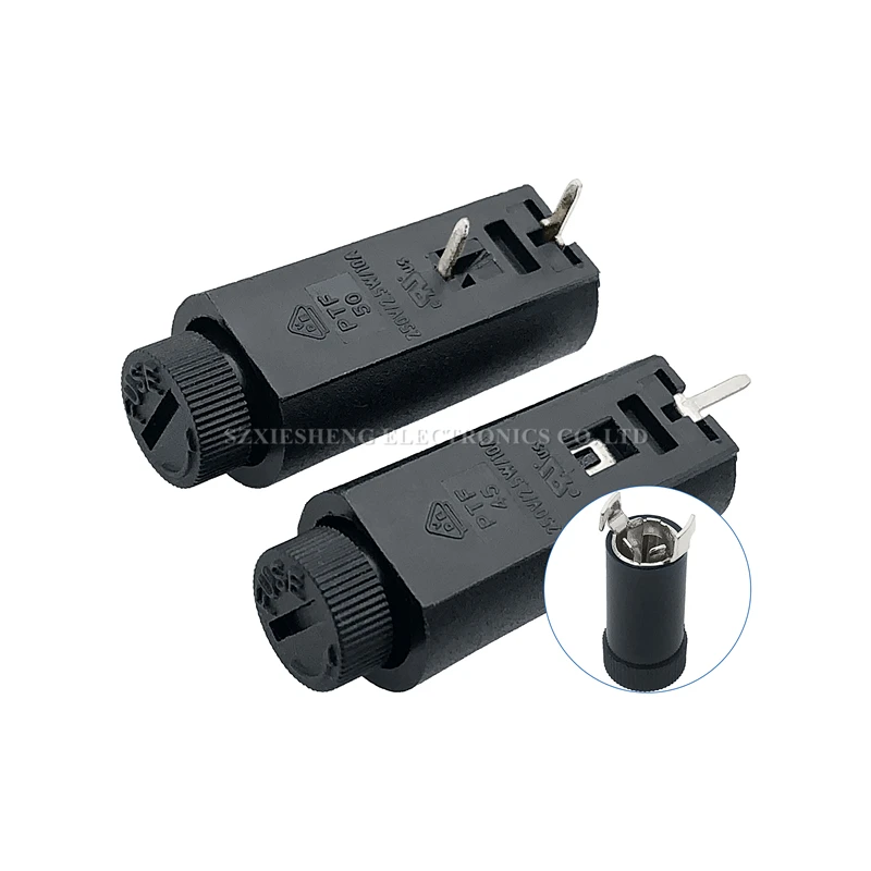 5PCS PTF-45/50 5*20MM Fuse Holder 10A250V 2.5W PCB Panel Mounting High Temperature Resistance Fuse Base With 5*20MM Tube Fuse