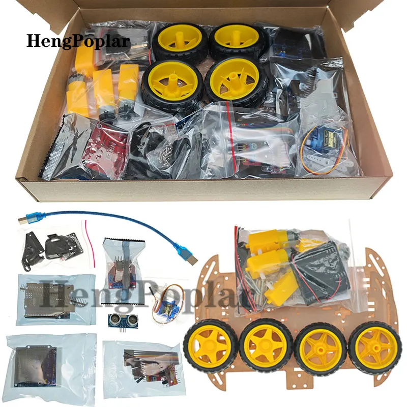 Smart Car Kit 4WD Smart Robot Car Chassis Kits Car With Speed Encoder and Battery Box Diy Electronic Kit for R3 Board