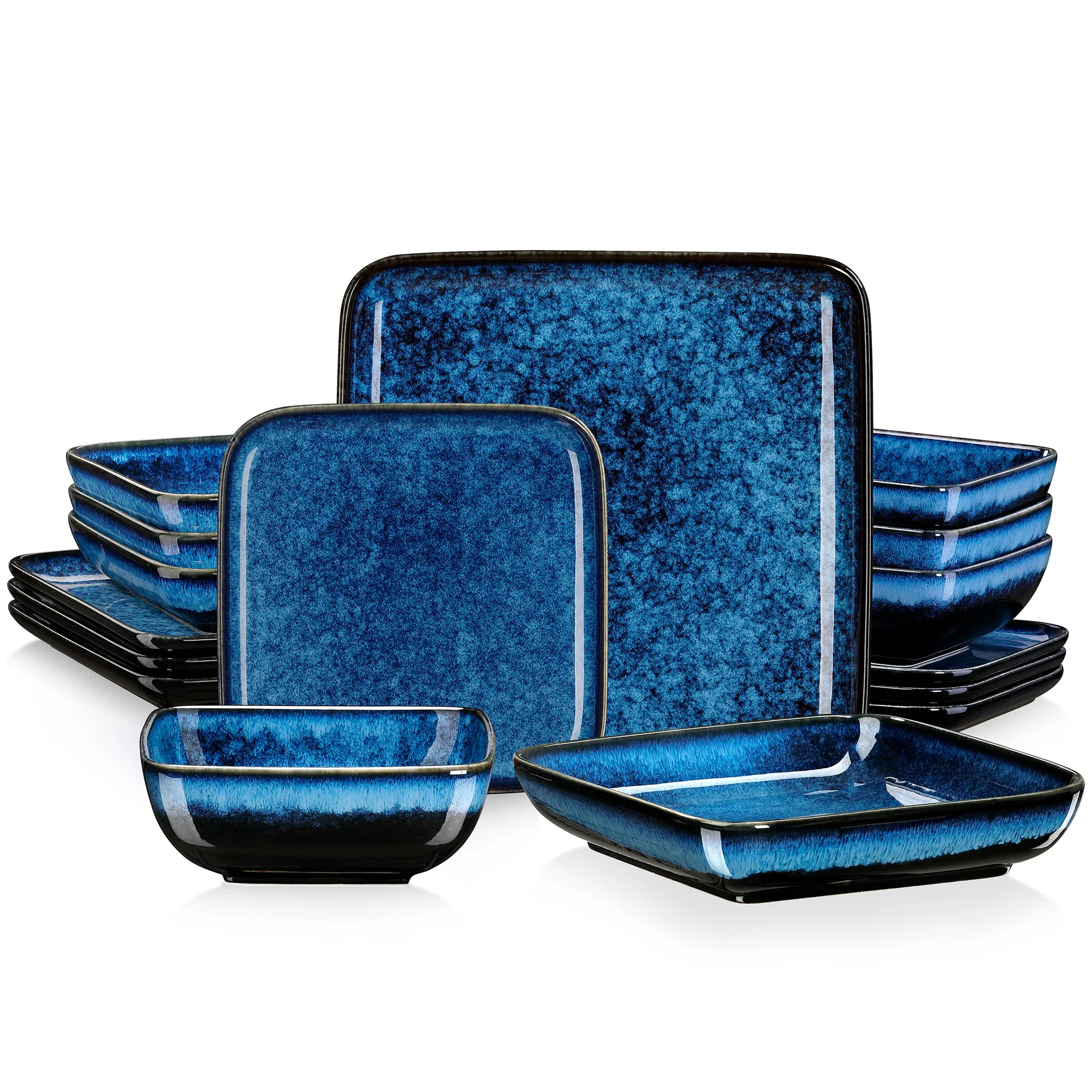 Vancasso Stern 16 Stuks servies set compleet Groene Vierkante Oven Change Glazuur Servies Keuken Diner Sets Keramische Plaat Voor 4 Persoon melamine servies
