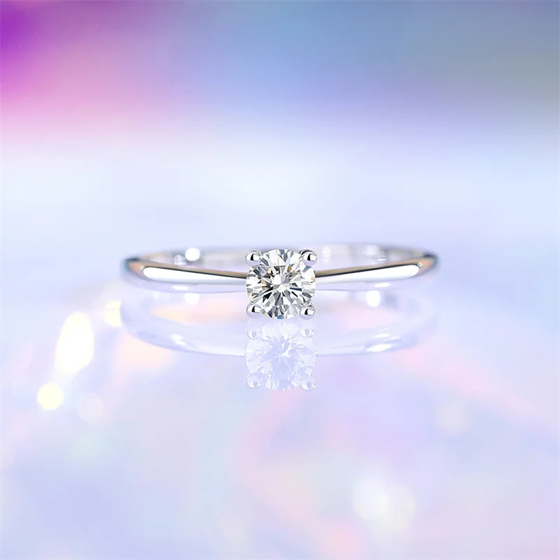 

925 Silver 0.3 Carats Wedding Ring Moissanite Ring for Women Simple Design GRA Certificate