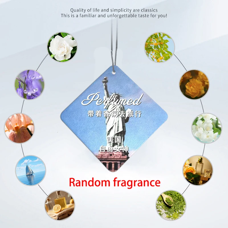 Statue of Liberty Eiffel Tower Mount Fuji Car Air Freshener - Car Mirror Hanging Perfume Car Diffuser Sheet - Car Interior