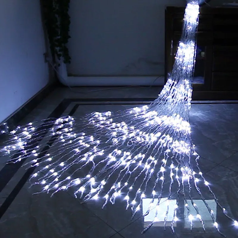 Waterproof 320LED Waterfall Meteor Shower Fairy Curtain String Lights Christmas Garland Icicle Lamp for Party Wedding Decoration