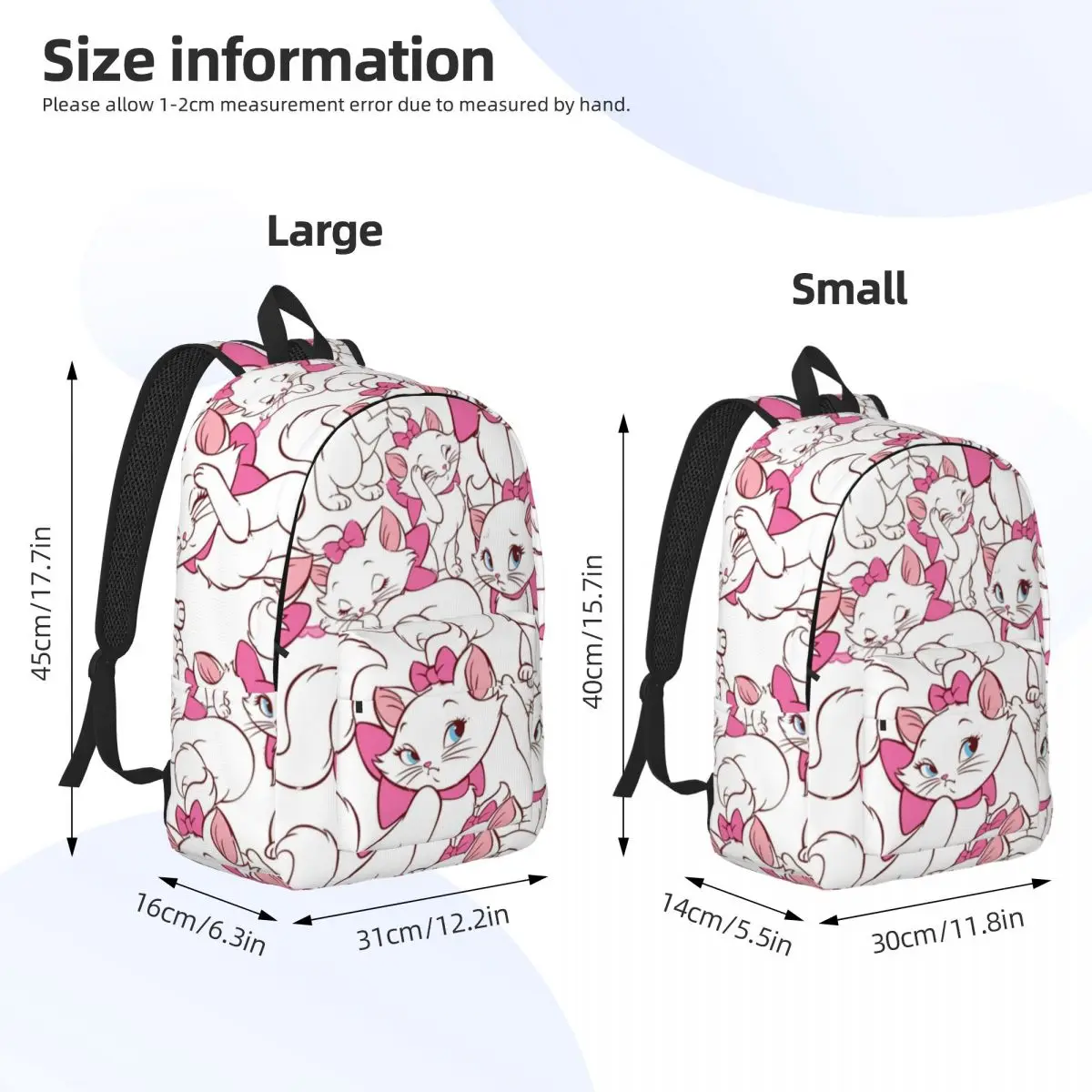 Aristocats Marie Cats Collage zaino per scuola materna scuola materna studente Bookbag Boy Girl Kids Daypack Outdoor