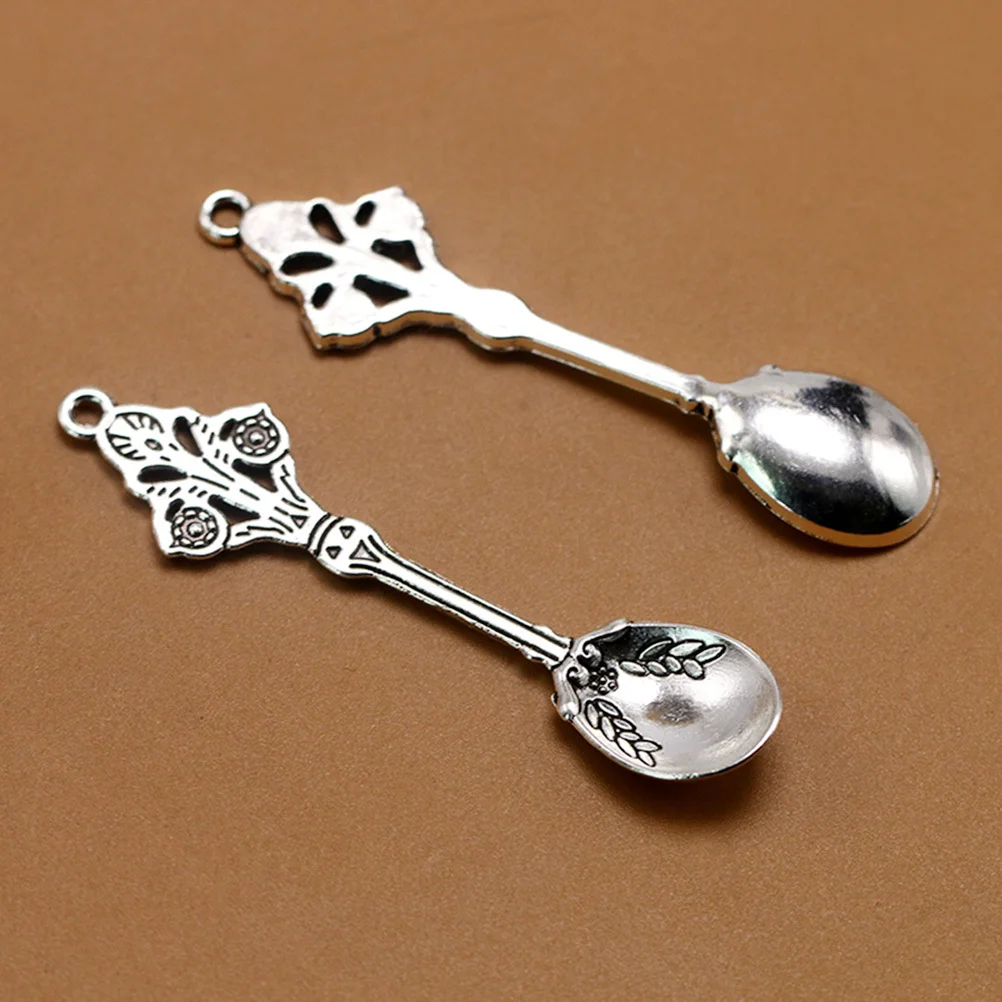 

20pcs Alloy Spoon Pendants Carved Charms Jewelry Making Accessories Diy Craft Decor Silver Pendant Set For Necklace