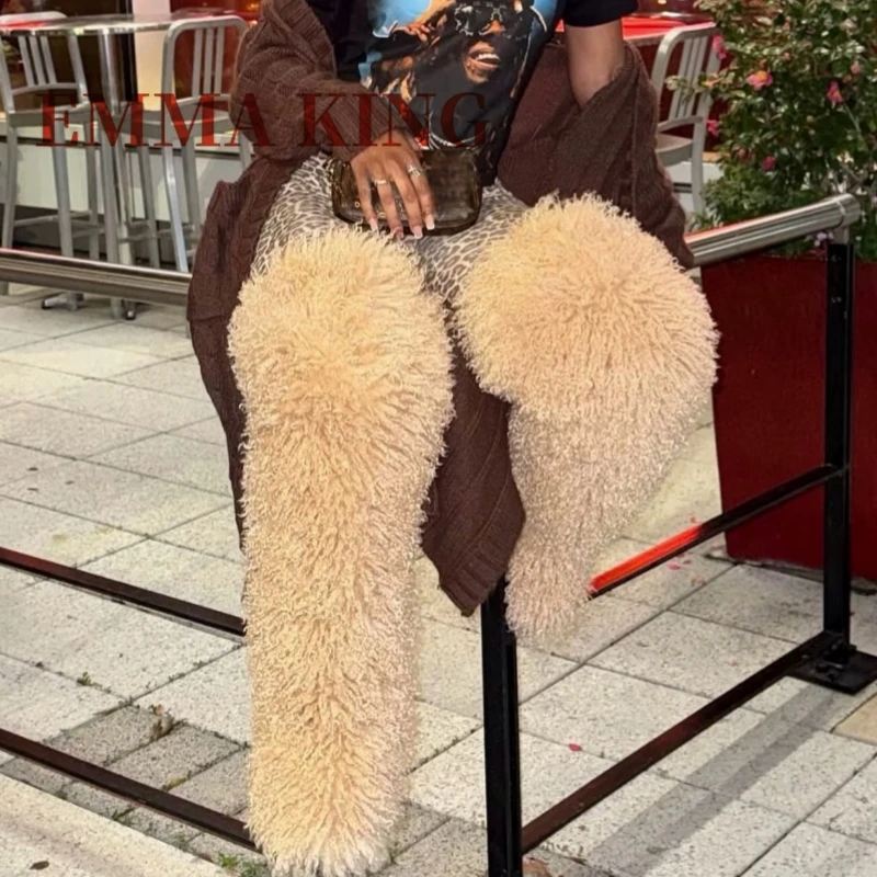 Women Furry Long Warm Boots Winter Thigh High Fluffy Boots Ladies Plush Over The Knee High Snow Boots Ladies Mongolian Fur Boot view 4