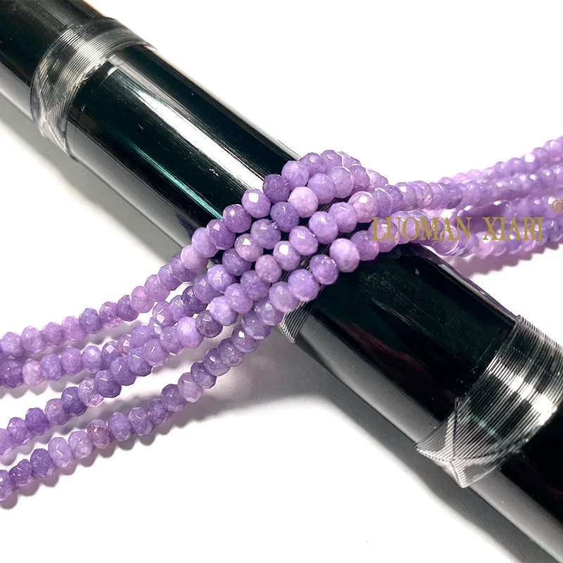 3x4MM Faceted Abacus Natural Stone Purple Chalcedony Amethysts Angelite Spacer Beads for Jewelry Making Diy Bracelet Accessories