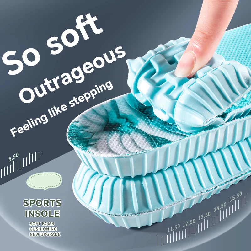 Sport Insoles for Shoes Sole Shock Absorption Deodorant Breathable Cushion Running Insoles For Feet Man Women Massage Care Pads
