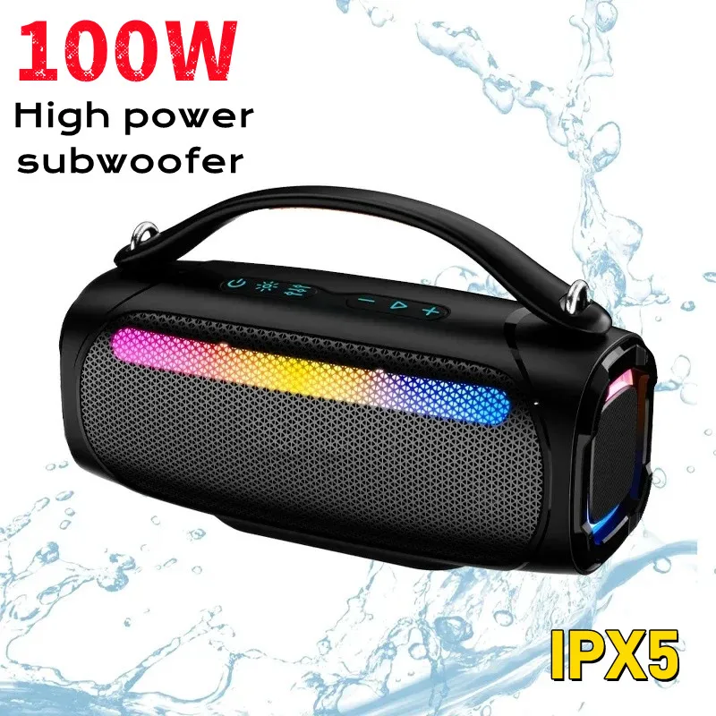 High Quality Wireles Bluetooth Speaker Outdoor WaterproofSuper Bass Party Box Portable Sound Column AUX IPX 5 High Power 100W