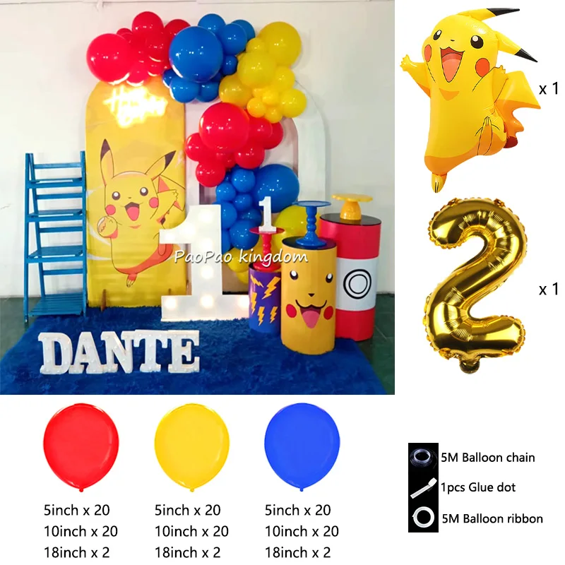 Liebliches Pikachu-Themen-Ballon-Dekorationsset Cartoon-Folienballons Blitzballon-Set Kindergeburtstags-Party-Deko-Zubehör – Detail 20