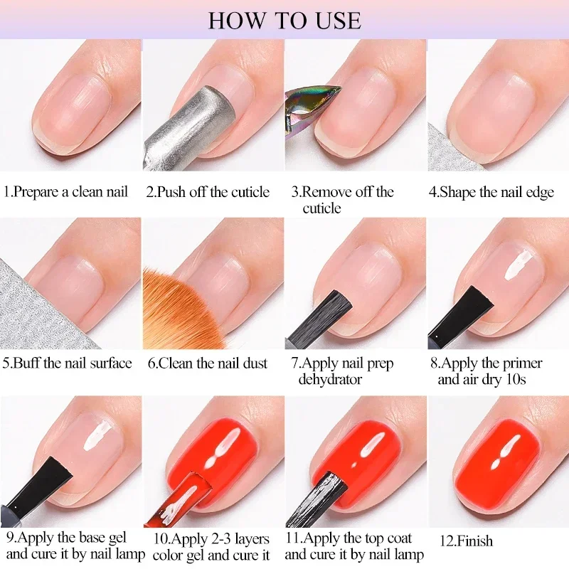 2/4/5pcs Acrylic No-acid Nail-Primer Prep Dehydrator Gel Nail Polish Set No Need Of UV LED Lamp Base Top Coat Nail Art Varnishes