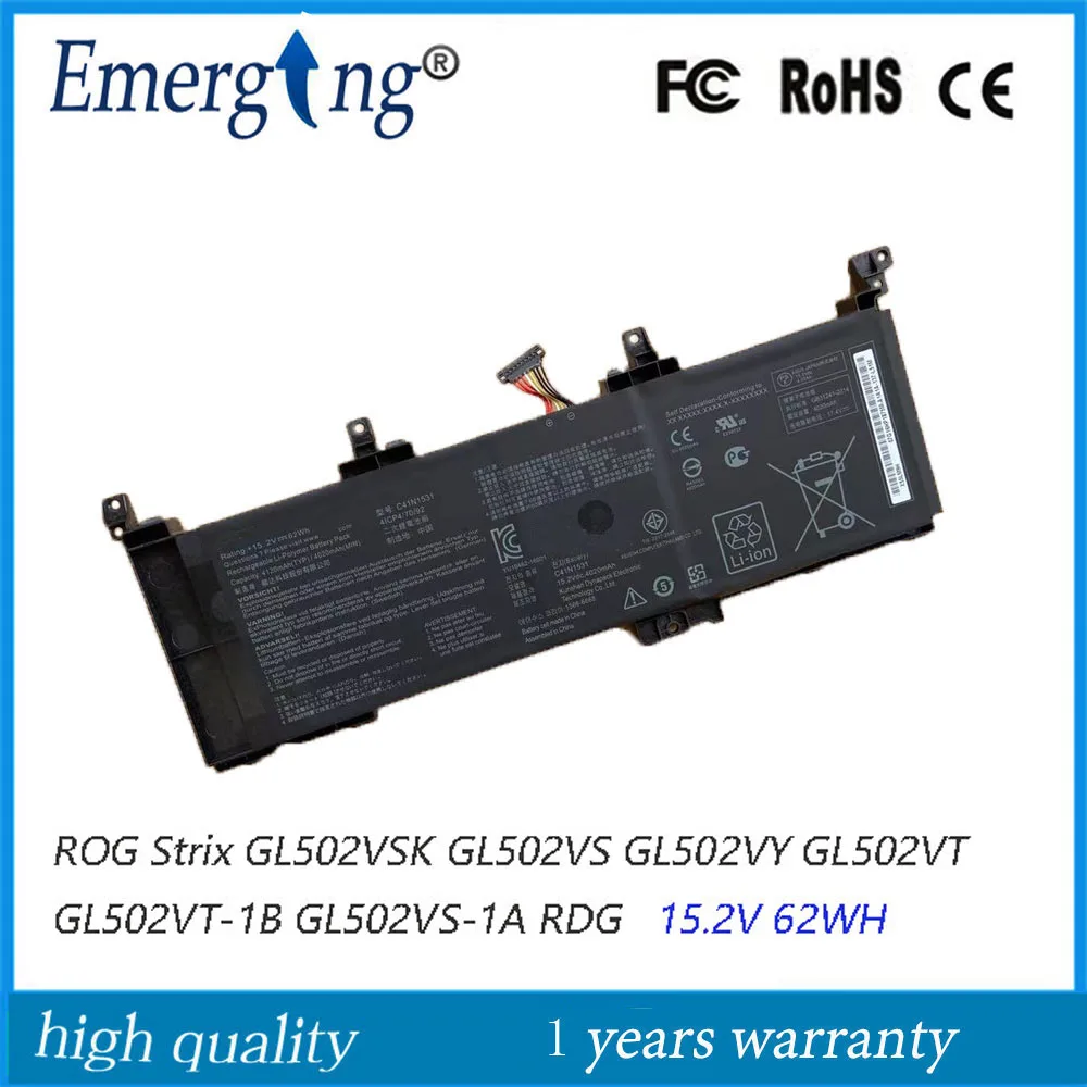 C41N1531 Аккумулятор для ноутбука ASUS ROG Strix GL502VSK GL502VS GL502VY GL502VT GL502VT-1B GL502VS-1A RDG 15,2 В 62WH
