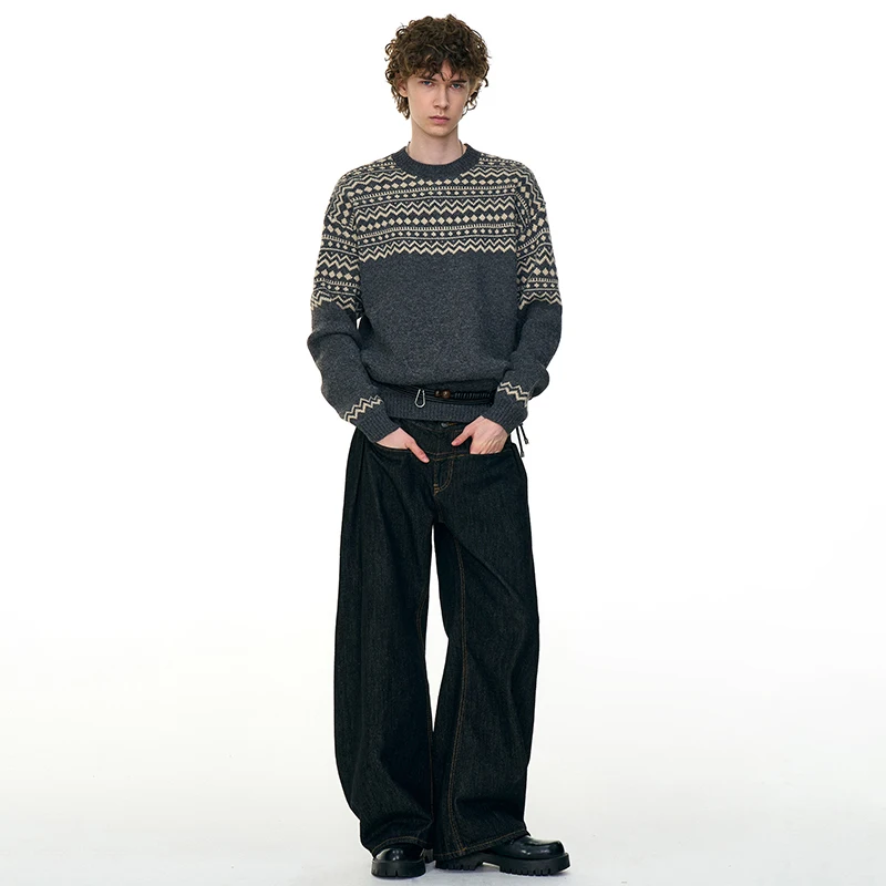 LUZHEN модный вязаный пуловер с геометрическим узором и длинными рукавами, мужские топы, осень 2029, оригинальный повседневный свитер высокого качества JY3884