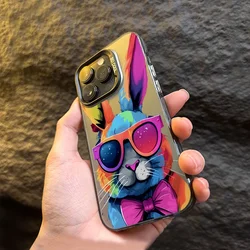 Cute Colorful Rabbit Matte Hard Back Phone Case For iPhone 15 Pro Max Cases iPhone 14 13 12 11 XS X XR 7 8 15 Plus SE 2022 Cover