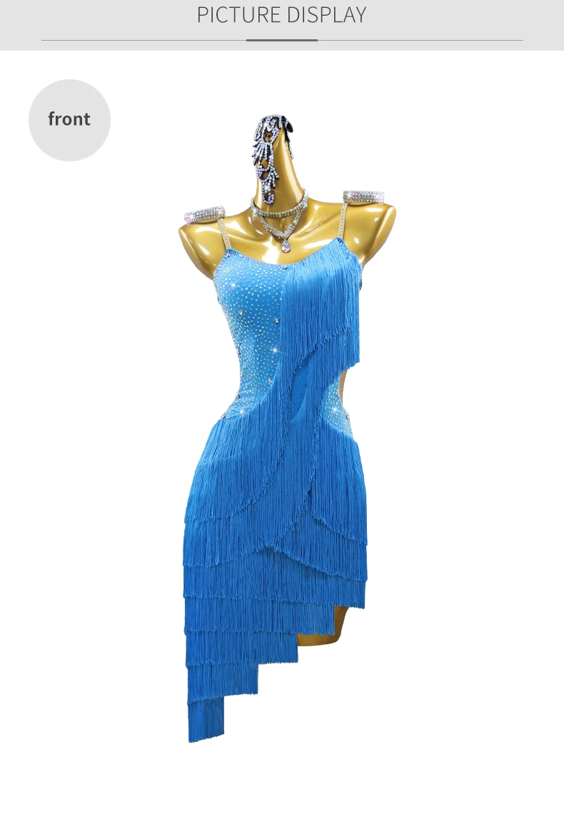 Lateinamerikanisches Tanzkleid, Mädchen-Ballsaal-Sportkostüme, Damen-Trainings- und Karnevalskleidung, weibliche Festtagsoutfits, Party- und Wettbewerbsanzüge. – Detail 7