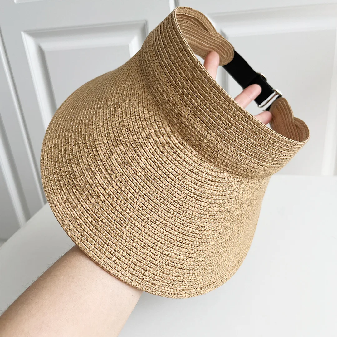 Sun-shading and UV-protective Straw Sun Hat Open-top Summer Hat Foldable Finely Woven Straw Hat Cooling Hat with UV Protection
